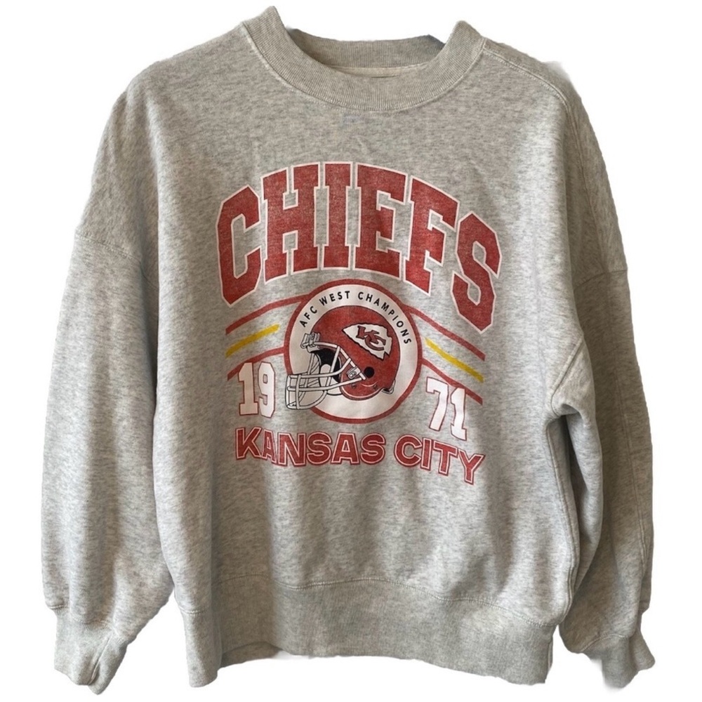 Kansas City Chiefs Abercrombie & Fitch Gray Chiefs Crewneck Sweater
